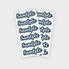 A sheet of white paper featuring repeated instances of the word sample with a lowercase 'l' and uppercase 'P', printed in dar