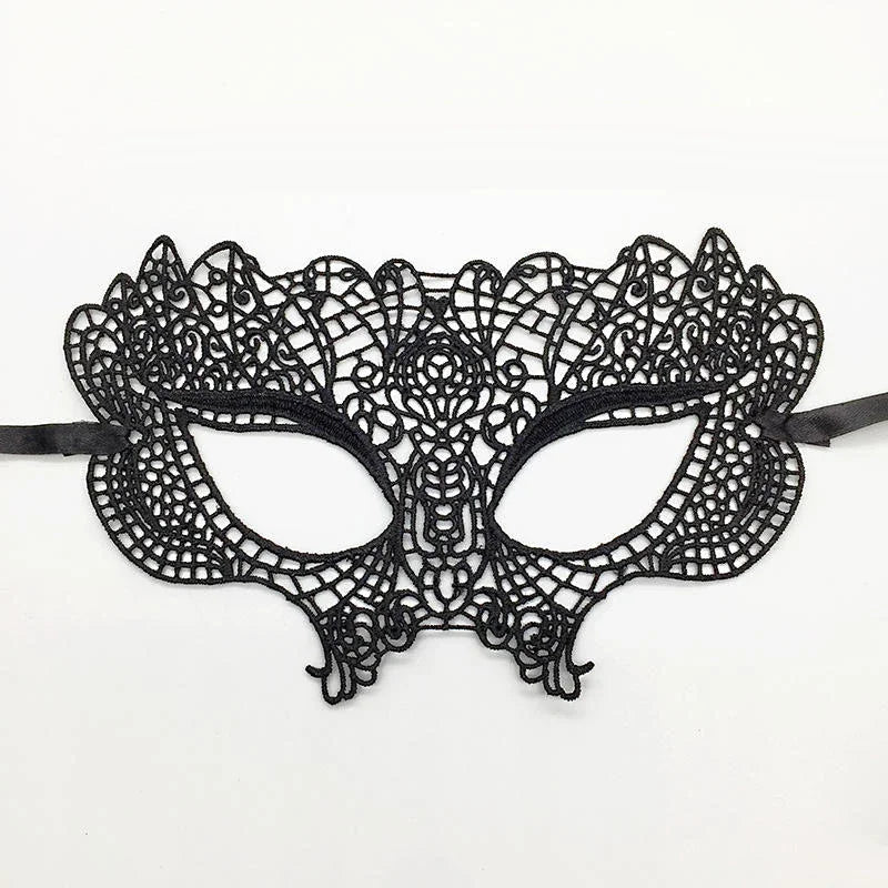 Elegant black lace half face mask for masquerade and costume parties