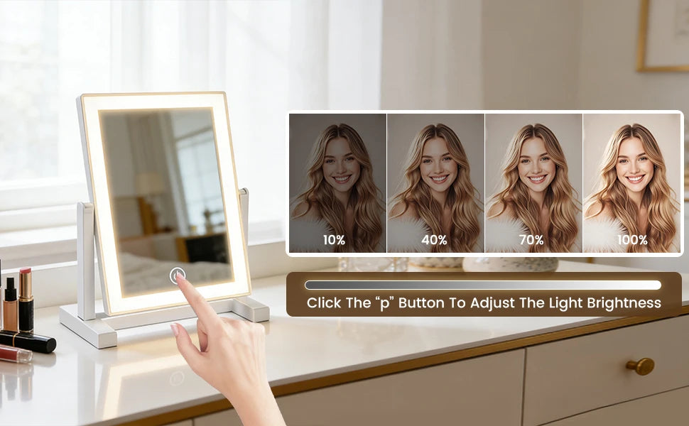 LED Makeup Mirror with 3 Color Lighting and Touch Control