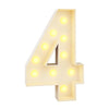 A large, illuminated number four made of light-up balloons for party decorations.