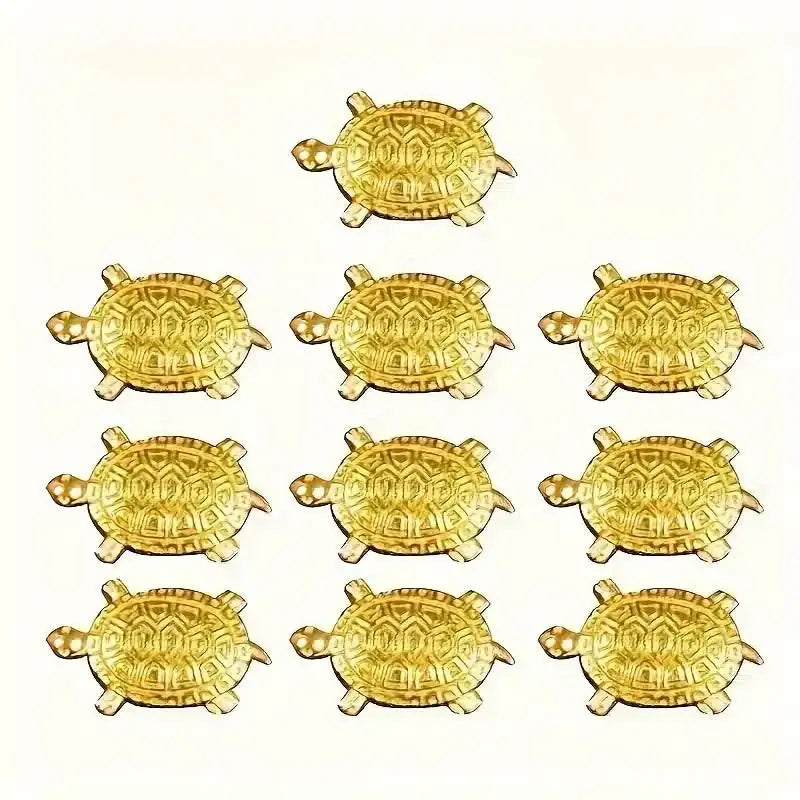 Ein Set von elf goldenen Geld-Schildkrötenfiguren, entworfen für Wohlstand.