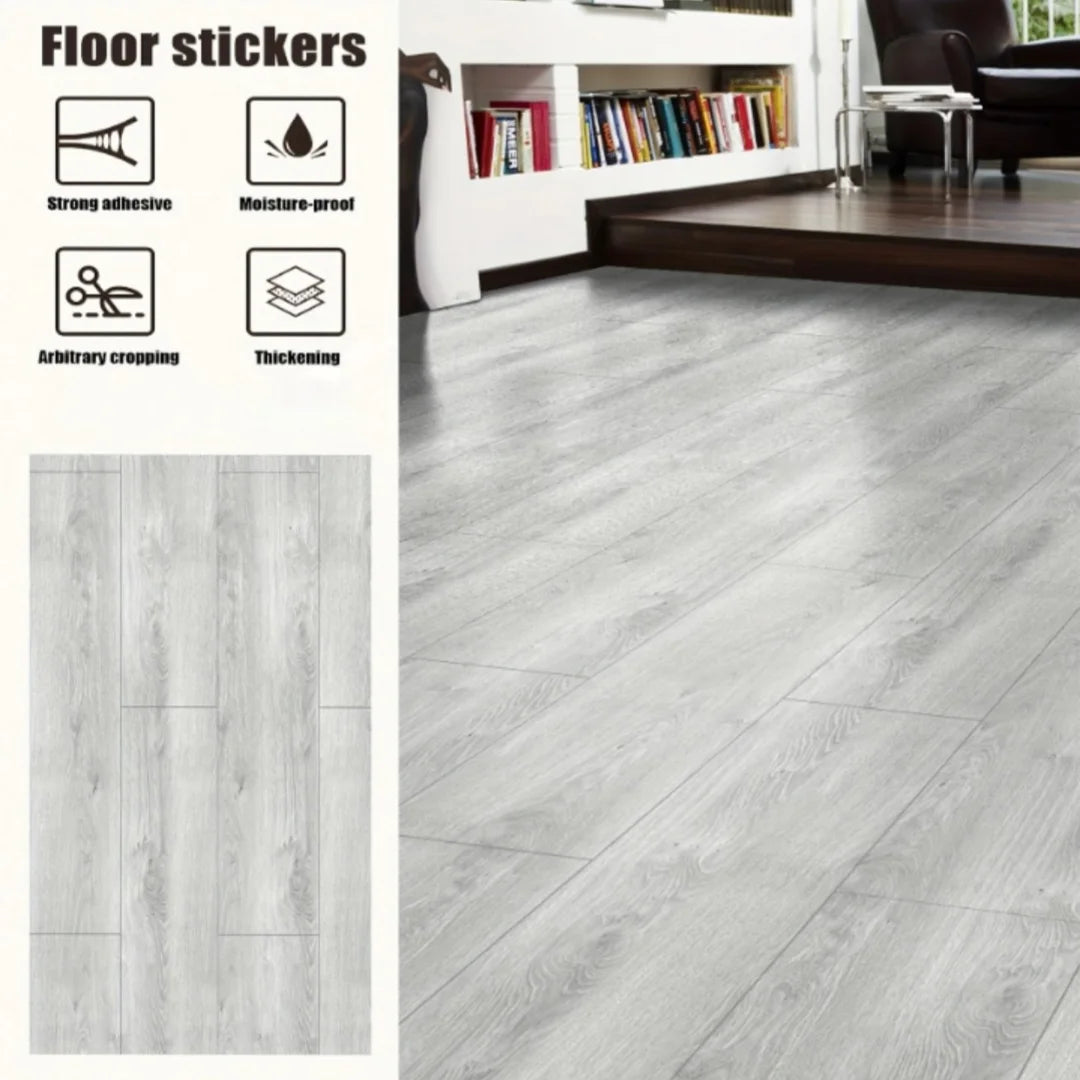 Self-Adhesive Wood Grain Floor Stickers (10-Pack)