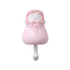 Pink cartoon cat wall hook with a cute face and bow for organization