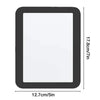 A rectangular magnetic locker mirror with a black frame and white reflective surface, measuring 17.8cm by 12.7cm.
