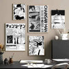 A collection of posters featuring the Chainsaw Man anime characters and artwork.