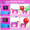 Electric balloon inflator pump showing two working modes automatic and semi-auto with purple and blue nozzles