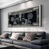 Canvas wall art featuring a movie poster of Tony Montana from Scarface with gold and black accents