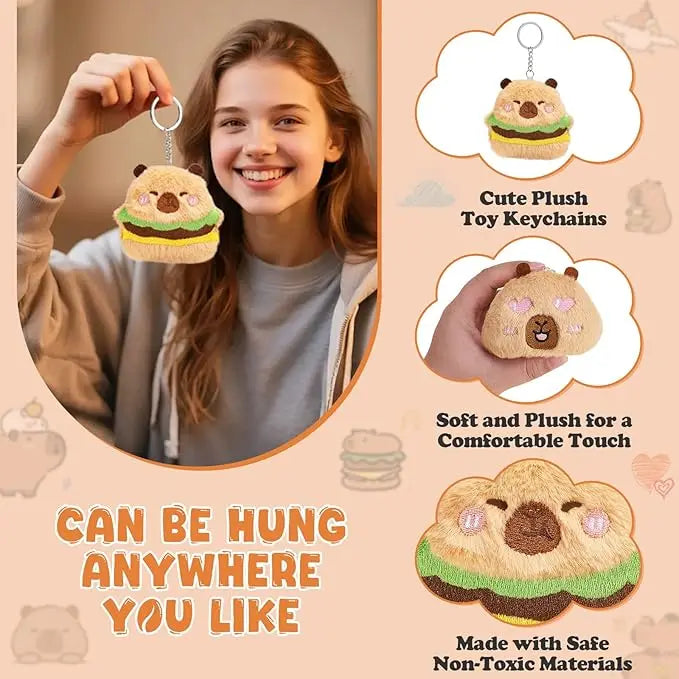 Adorable Plush Keychain Set – 24 Cute Backpack Charms for Kids and Party Favors