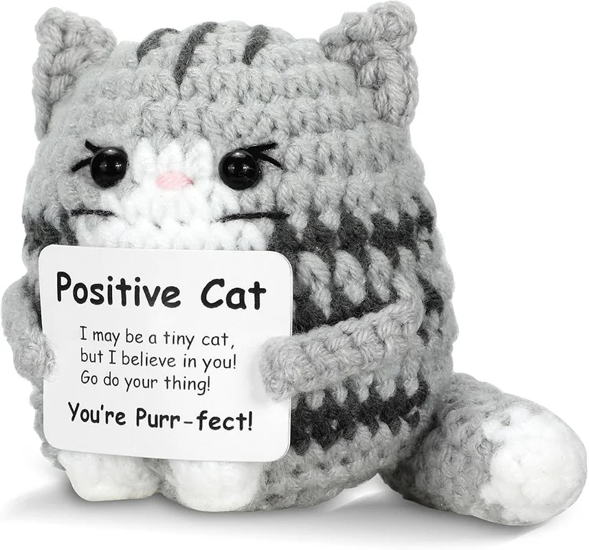 Handmade Crochet Emotional Support Animal Doll with Heartfelt Card