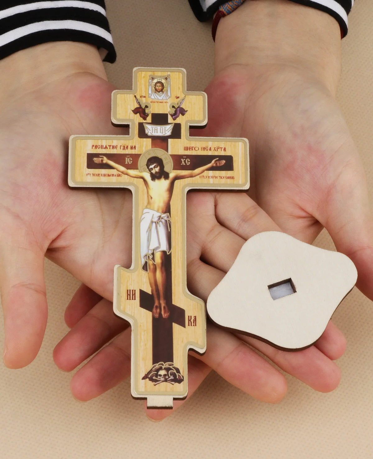 Handcrafted Wooden Orthodox Crucifix Desk Display