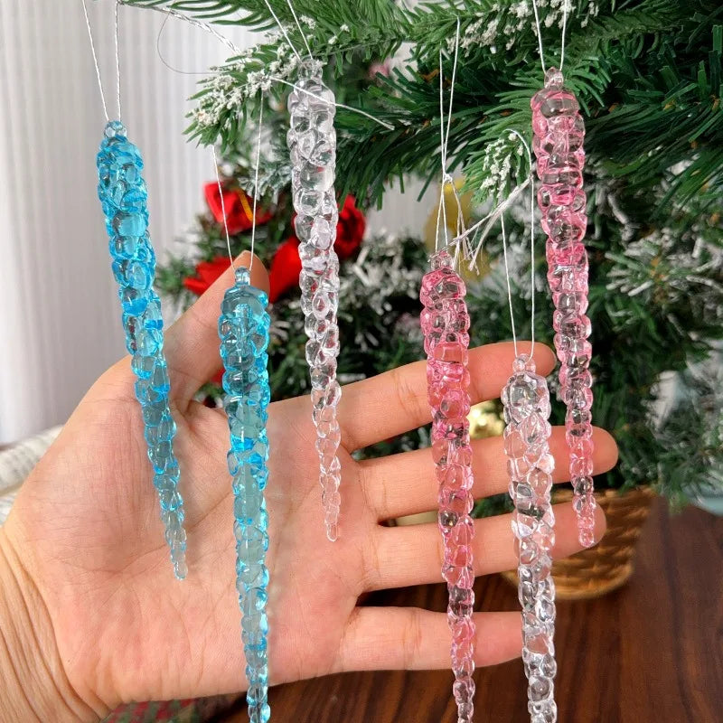 Acrylic Icicle Christmas Tree Ornaments (Set of 12)