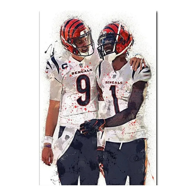 Abstract Football Player Canvas Wall Art
