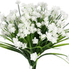 A bundle of white artificial baby's breath flowers.