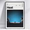A framed piece of wall art titled Heat featuring a black and white photograph of two men seated at a table.