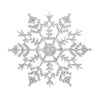 A snowflake ornament made of shimmering blue glitter.