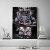 A vertical canvas print featuring a dark, intense collage of various demon eyes from the Demon Slayer anime.
