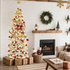 7.5 Ft Pre-Lit Pencil Christmas Tree with LED Lights and Metal Stand