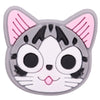 A set of 12 cartoon cat-like silicone shoe charms featuring pink and gray colors.
