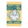 A banner featuring a cartoon character giving a thumbs up, with text saying Surface Never and Vault Forever.