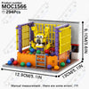 A yellow and purple Five Nights at Freddy's building block set model featuring a character inside a display box.
