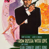 A vintage cinema art poster featuring James Bond 007 and a woman, with the title From Russia with Love.