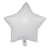 A white foil balloon shaped like a star with a heart detail.