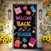 A dark banner decorated with colorful school supplies and the text Welcome Back to School
