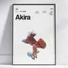 Wall art poster featuring the title Akira with a stylized illustration of a character in red and black.