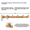 Wooden coat rack wall mount featuring a six-hook base and various sized horseshoes for entryway display