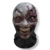 A realistic, gruesome mask resembling a decaying face with exposed bone and blood effects for cosplay.
