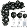 Black latex balloon garland kit including balloons, ribbon, chain, and glue