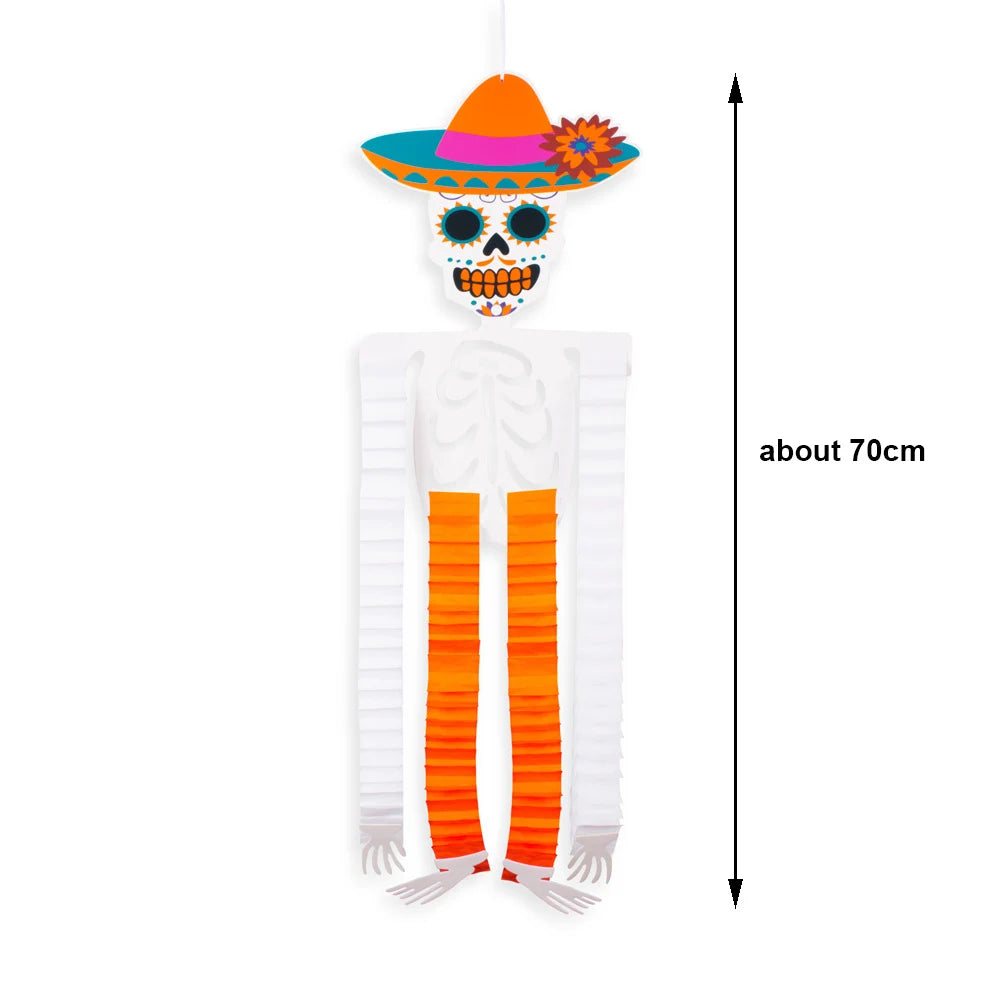 Halloween hanging ornaments set featuring a skull, pumpkin, and ghost design on a white background