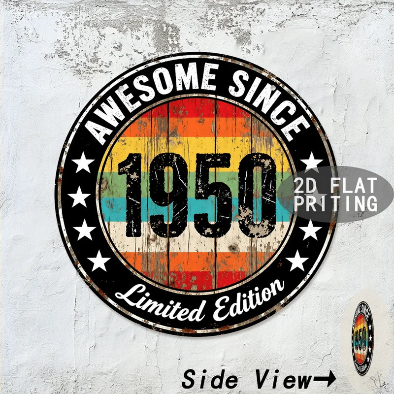 Vintage metal wall sign with the text AWESOME SINCE 1950 Limited Edition