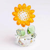 Handcrafted glass crystal sunflower figurine with a bud and a clear base