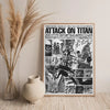 Canvas wall art featuring a detailed illustration inspired by Attack on Titan