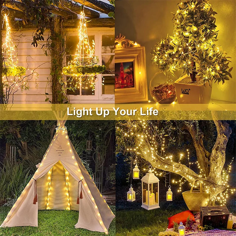 Solar-Powered Outdoor Festoon String Lights with Waterproof Garland Design