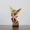 Resin statue of Saint Michael the Archangel with golden wings and armor