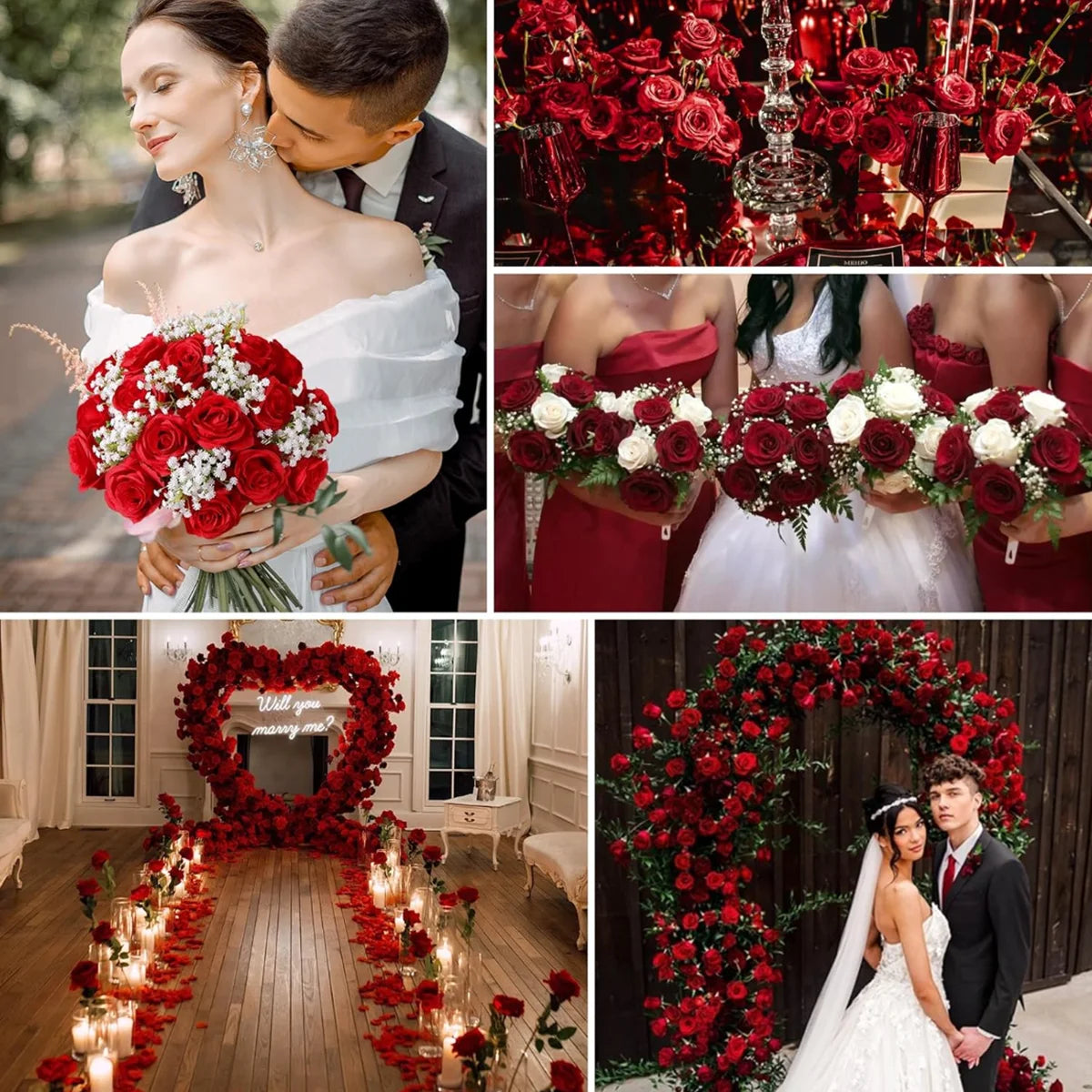 Realistic Velvet Artificial Roses – 20" Stems for Weddings & Home Décor
