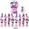 A set of 24 anime hunter girl cake toppers featuring various characters in colorful outfits and hairstyles.