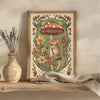 Vintage woodland mice mushroom canvas print framed in wood