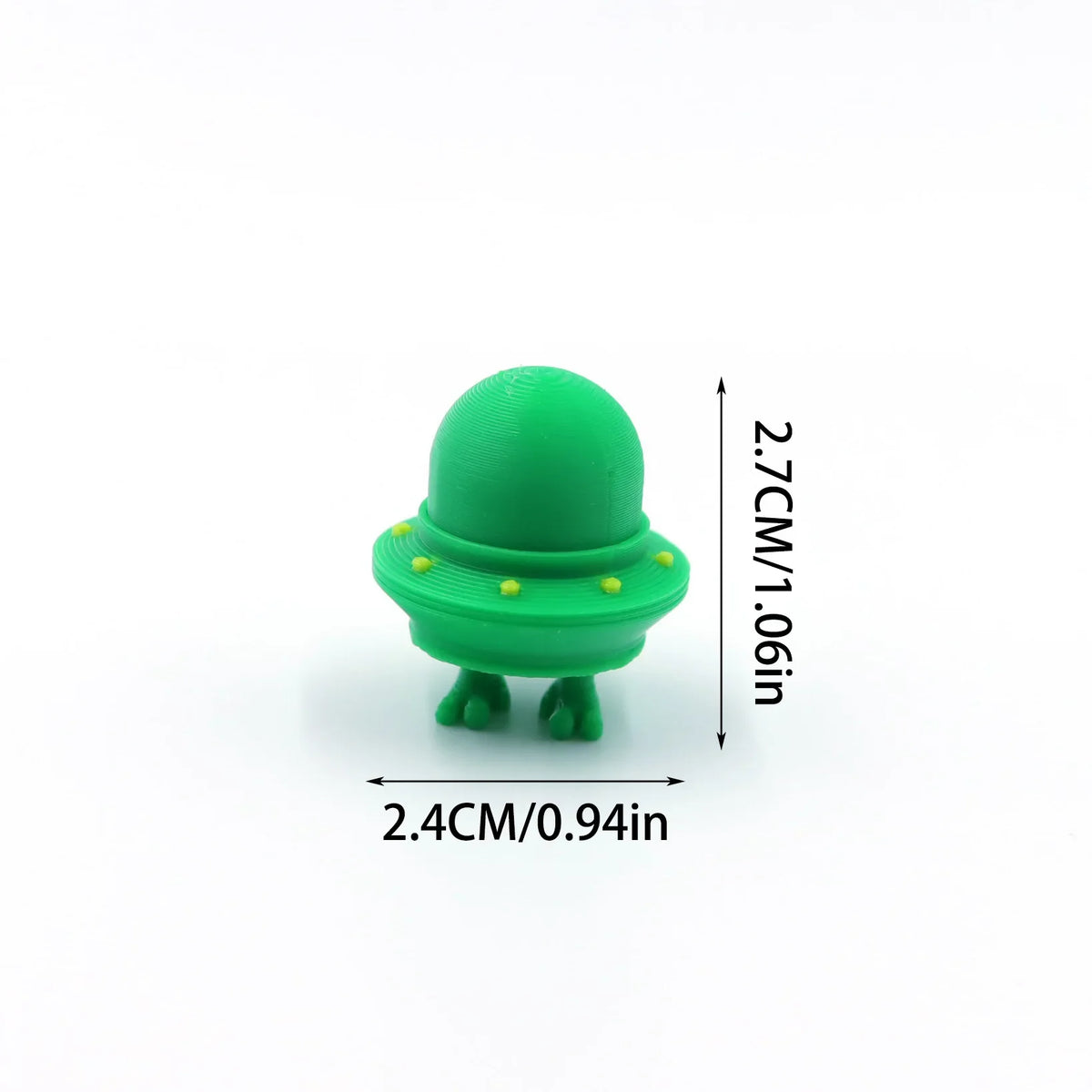 A bright green 3D printed cartoon animal figurine with a dome top and small feet.
