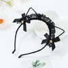 Lace Cat Ear Headband with Elegant Bow Details