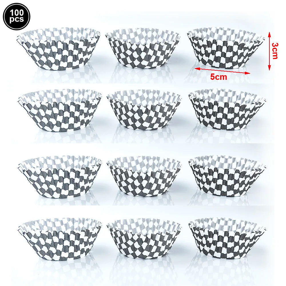 Checkered Racing Flag Toothpicks for Cupcakes & Party Decor