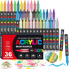 A set of 36 acrylic brush markers in various colors and tips for art and craft projects