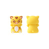 Two yellow silicone cat-shaped beads for jewelry making and DIY crafts