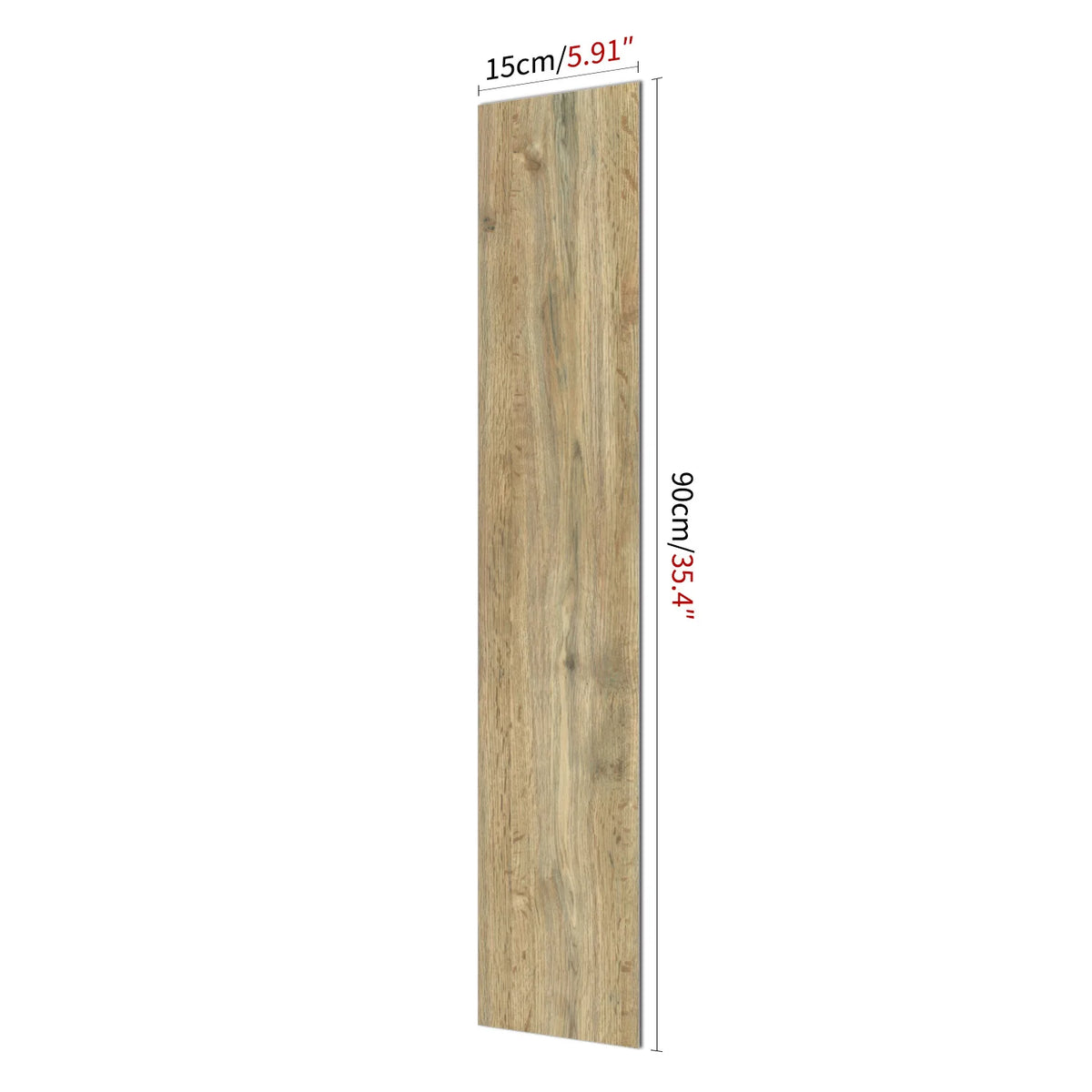 Vertical rectangular wood grain self-adhesive decal measuring 15cm (5.91 inches) by 90cm (35.4 inches).