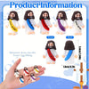 Set of miniature Jesus figurines in white and black with blue accents shown from the front and back views