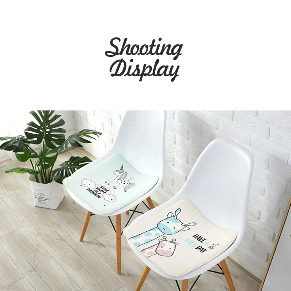 A white chair with a light green upholstered seat featuring an anime tapestry design.