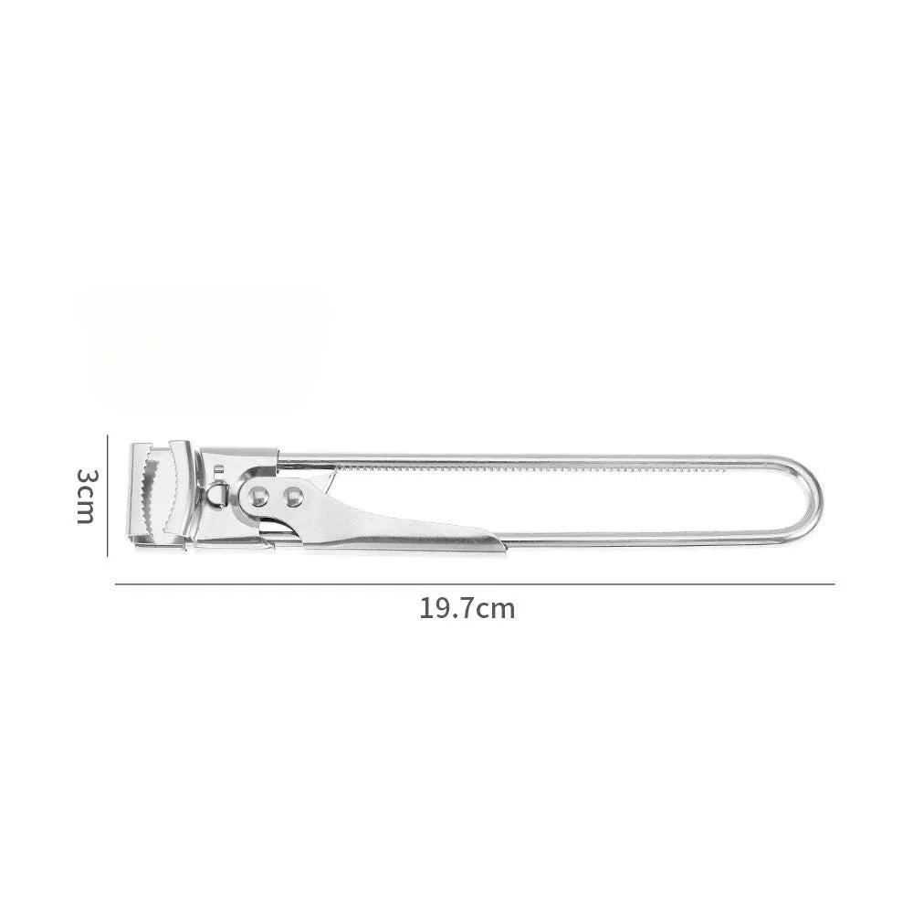 Stainless steel jar and bottle opener with a 3cm length and 19.7cm total size.