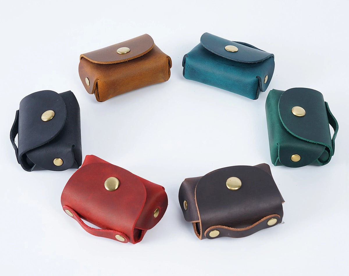 Genuine Leather Coin Purse with Secure Hasp Closure